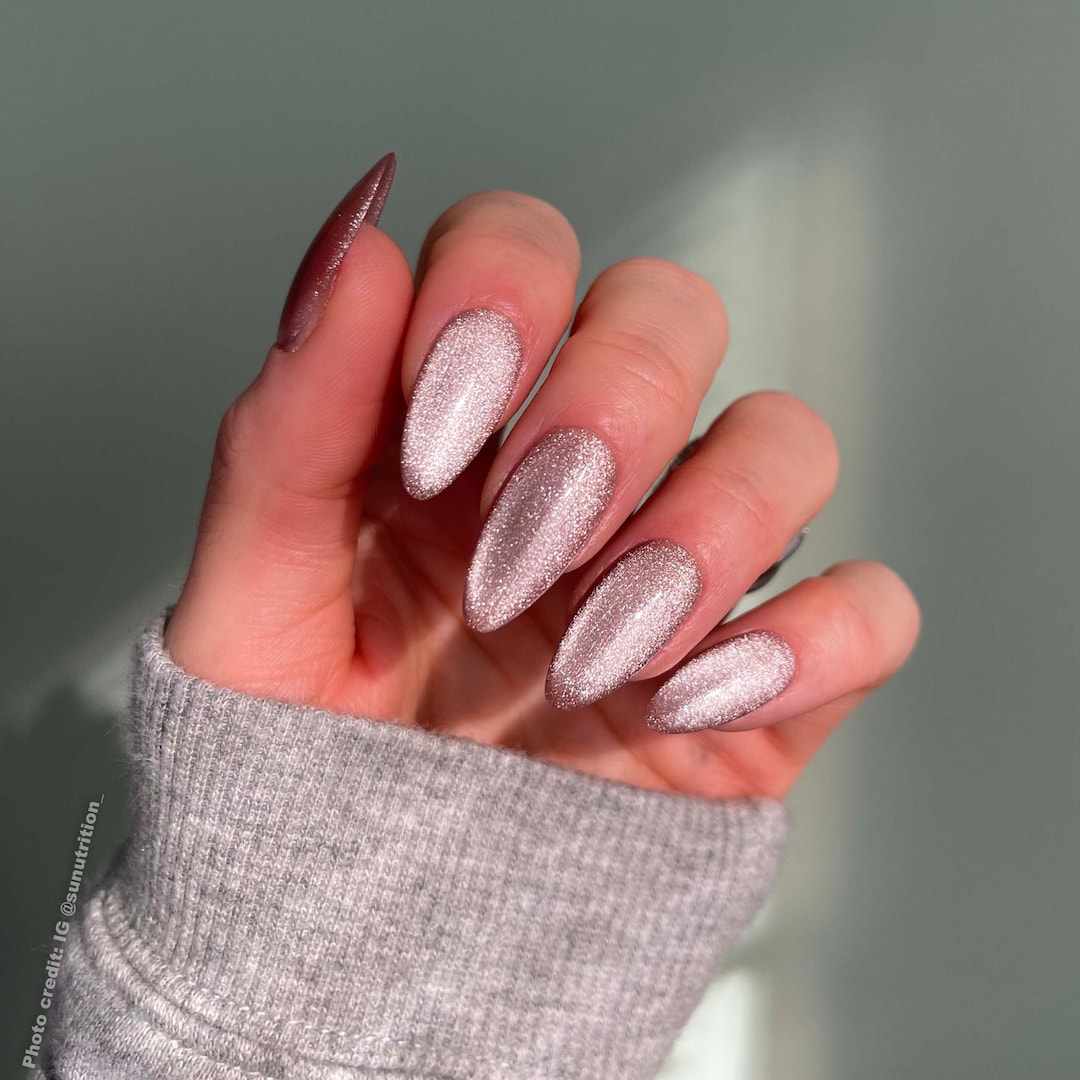 Layer Neails Chiffon Layer Natural Cat Eye Effect Press on Nails | Any Shape | Fake ...