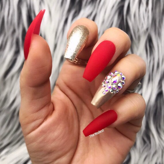 Almond Shaped Champagne Christmas Acrylic Nails