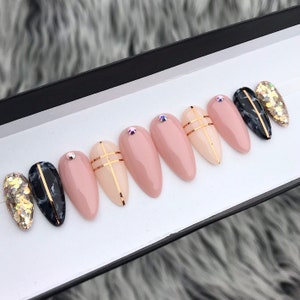 Love Me Tender Pink Gold Press On Nails | Any Shape | Fake Nails | False Nails | Glue On Nailes