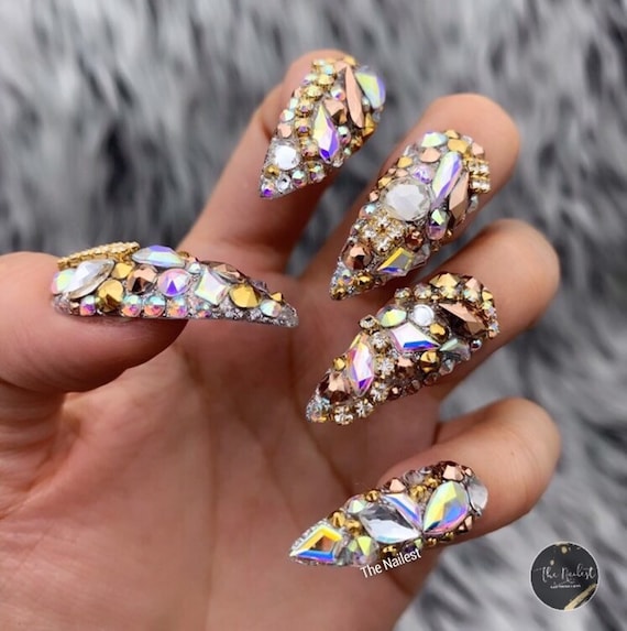 Big Bang All Bling Swarovski Crystal set | Press On Nails | Fake Nails |  False Nails | Glue On Nails | Bridal Nails | The Nailest