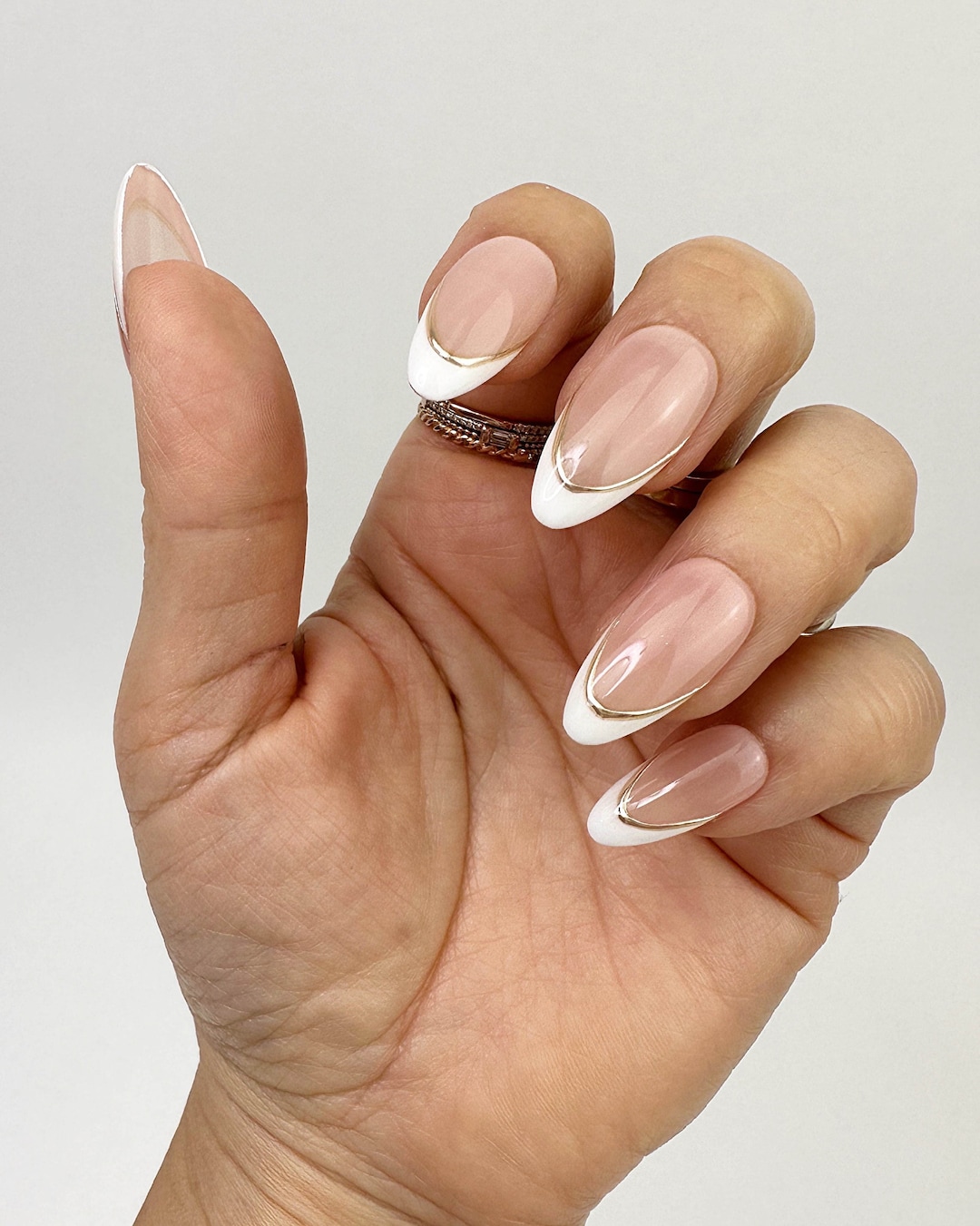 Bling Art Gel Falsche Nägel French Maniküre Gold - 24 Nägel Mit Kleber Und Werkzeug, Aus ABS