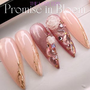 LOVE EDIT- Promise In Bloom Flower Press On Nail Set | Press On Nails | Any Shape | Fake Nails | False Nails | Glue On Nails