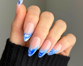 Blue Galaxy Marble Press On Nails | Any Shape | Fake Nails | False Nails | Glue On Nails