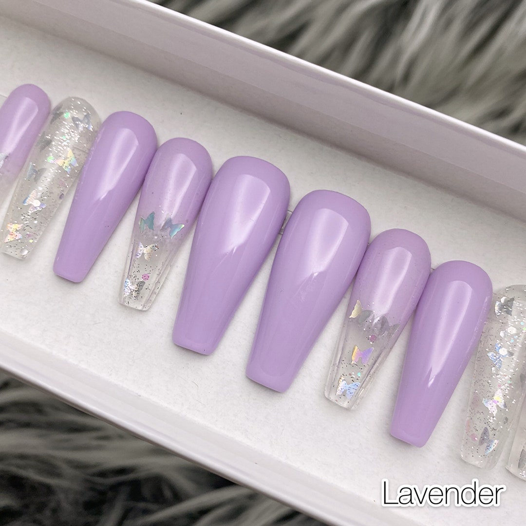 Simply Butterfly Lavender Color Press on Nails Any Shape - Etsy