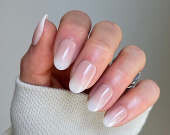 Instant Luxury Acrylic Press On Nails- Acrylic Ombre | Short Oval | Fake Nails | False Nails | Glue On Nails