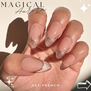 Magical Aurora Collection- Cat French | Press On Nails | Fake Nails | False Nails | Glue On Nails | Bridal Nails | The Nailest