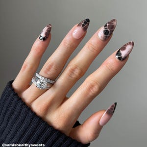 Kahlua and Cream | Black Brown Tie Dye Effect | Press On Nails | Any Shape | Fake Nails | False Nails | Glue On Nails