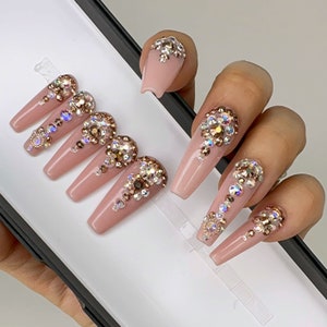 Crystal Carat Crush Bling Press On Nail Set | Press On Nails | Fake Nails | False Nails | Glue On Nails | Bridal Nails | The