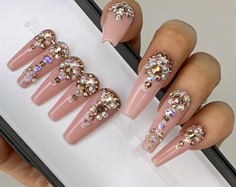 Crystal Carat Crush Bling Press On Nail Set | Press On Nails | Fake Nails | False Nails | Glue On Nails | Bridal Nails | The