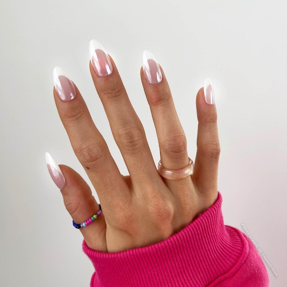 OCOUYVD French Tip Press on Nails Long Square Black Fake Nails Full Cover  Glue on Nails
