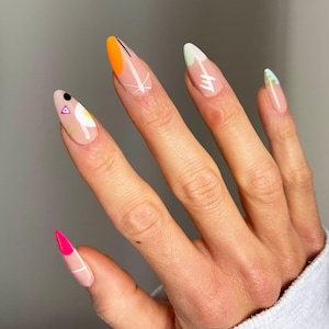 Doodle Land, Modern Art Abstract Press On Nail Set | Press On Nails | Fake Nails | False Nails | Glue On Nails | Bridal Nails | The Nailest