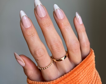 Instant Luxury Acrylic Press On Nails- Gold Rush | Almond | Fake Nails | False Nails | Glue On Nails