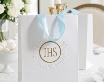 Elegant First Holy Communion Gift Bag, Satin Ribbon Handle