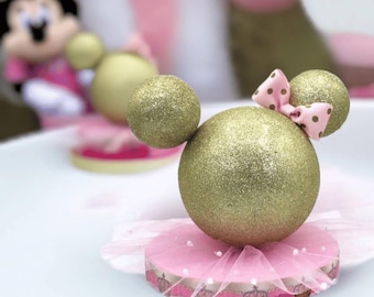 Glitter Mickey Mouse Table Centerpiece: Minnie Birthday Party Decor
