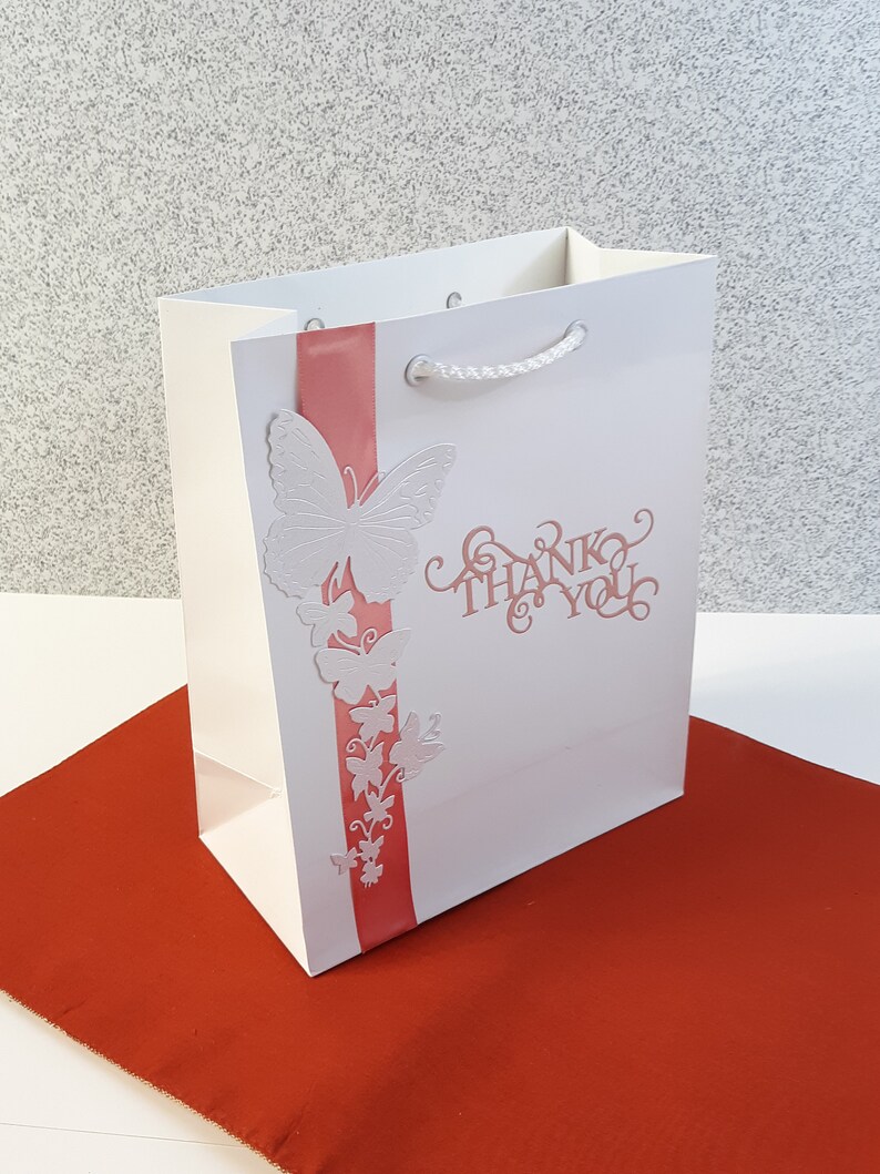 Thank You Wedding Gift Bags With Satin Ribbon Wedding Gift Etsy