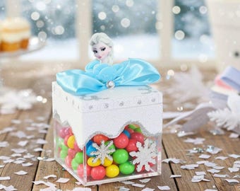 Frozen Elsa Acrylic Favor Box: Kids Birthday Party Decoration