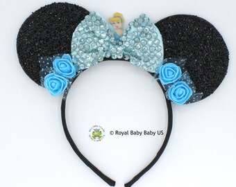 Flower Mickey Ears Headband, Mickey Headband, Cinderella  Ears,  Ears Hair Accessories