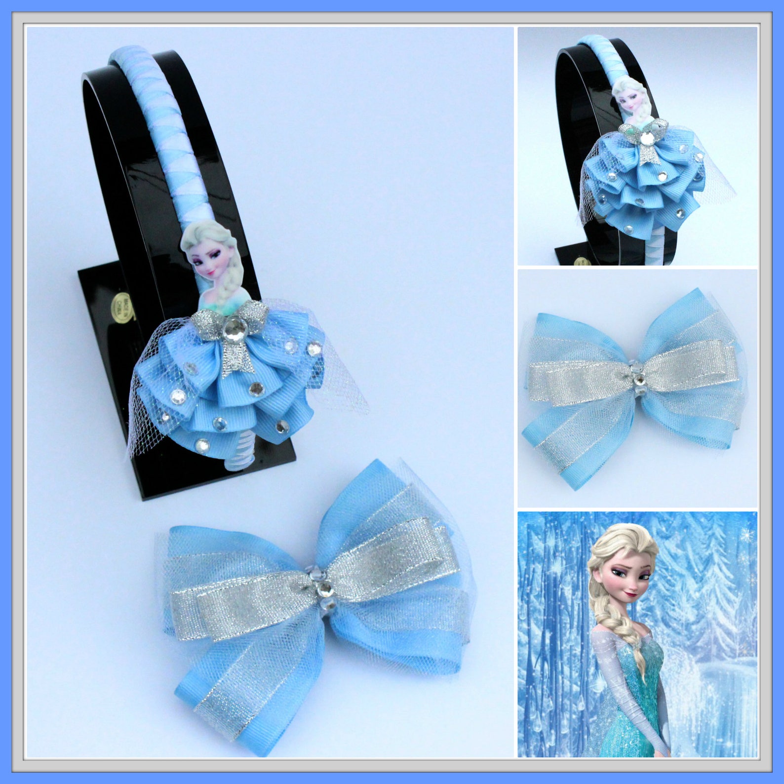 Frozen Elsa Headband Disney Frozen Headband Hair Bow Set Etsy