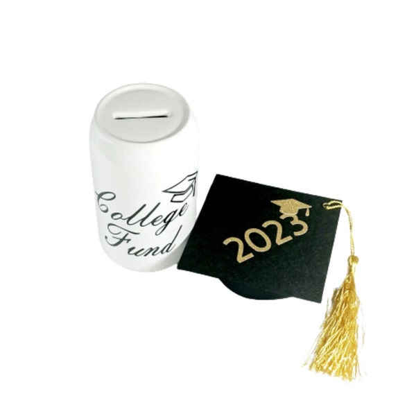 Graduation Class of 2024  college fund Money Jar bank with Cap, Money Jar Gift Box, Saving piggy bank, Gift for student