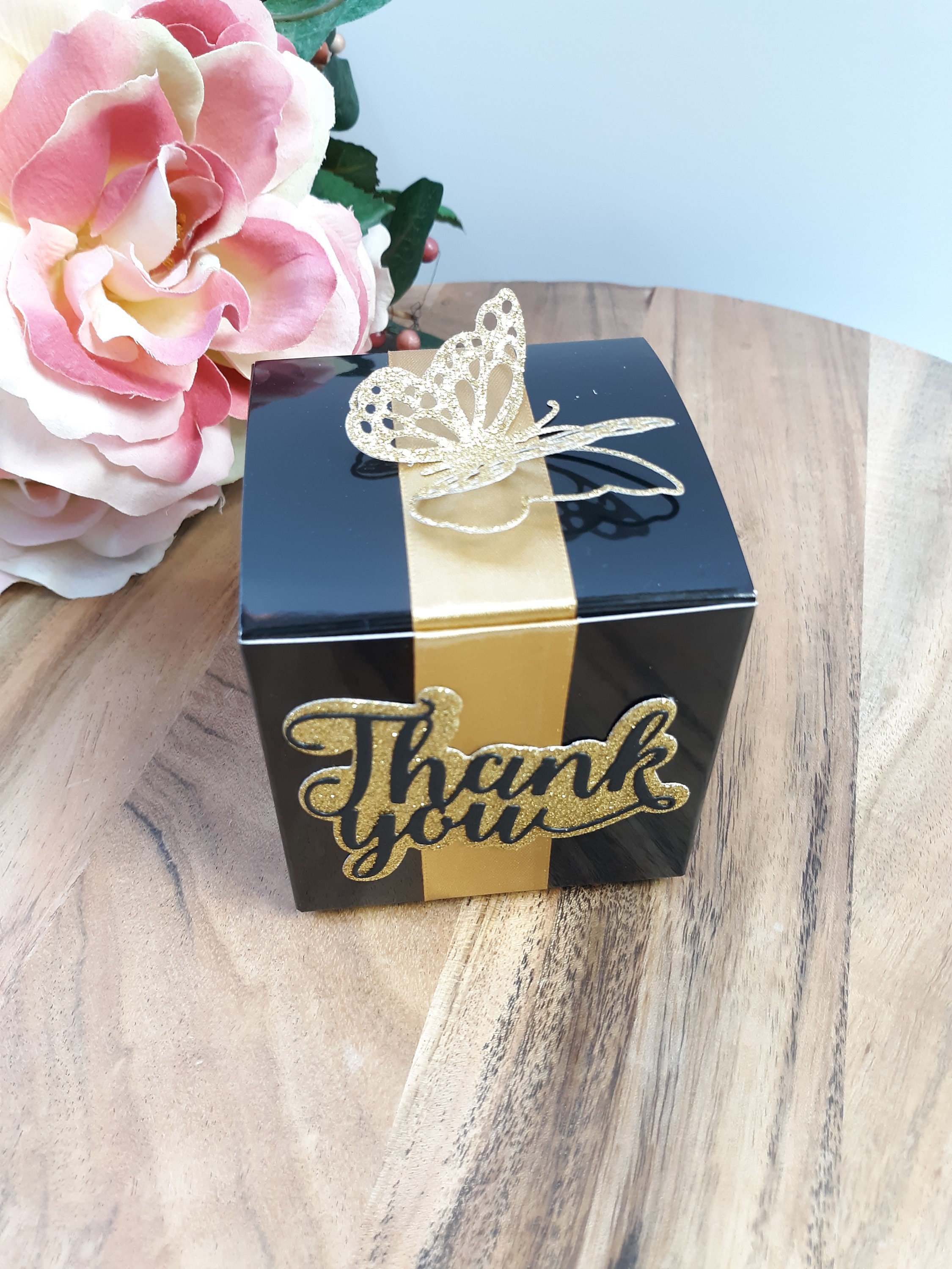 Thank You Wedding Gift Box for Guest/ Black & Gold Wedding Etsy