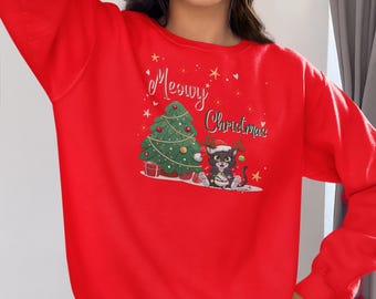 Meowy Christmas Cat PNG | Holiday Kitty Shirt Design (Digital Download)