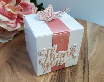 4pcs Wedding Favor Gift Box- Thank You Wedding Gift Box for Guest- Rose Gold & White Wedding Gift Box- Birthday Gift boxes
