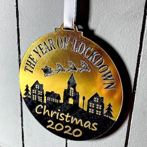 Golden The Year Of The Lockdown 2020 Christmas Tree Decoration Ornament Bauble