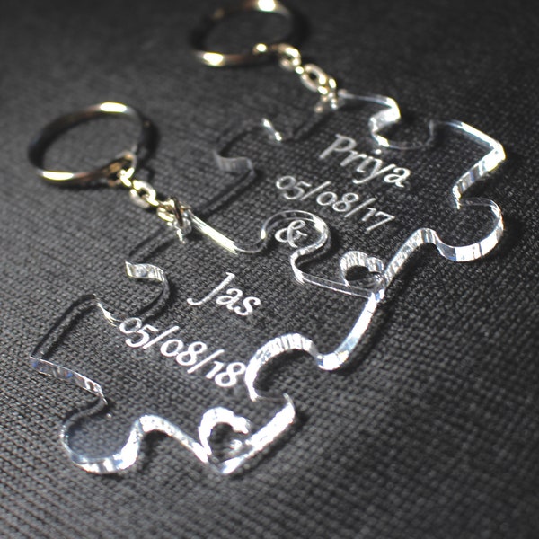 Personalised Wedding Day Gift 2x Jigsaw Puzzle Perspex Keyring Anniversary Christmas Valentine's Day love unique Gift Present