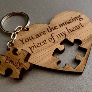 Eichenherz Schlüsselanhänger 5. Jahrestag Puzzle Geburtstag Holz Liebe Herz