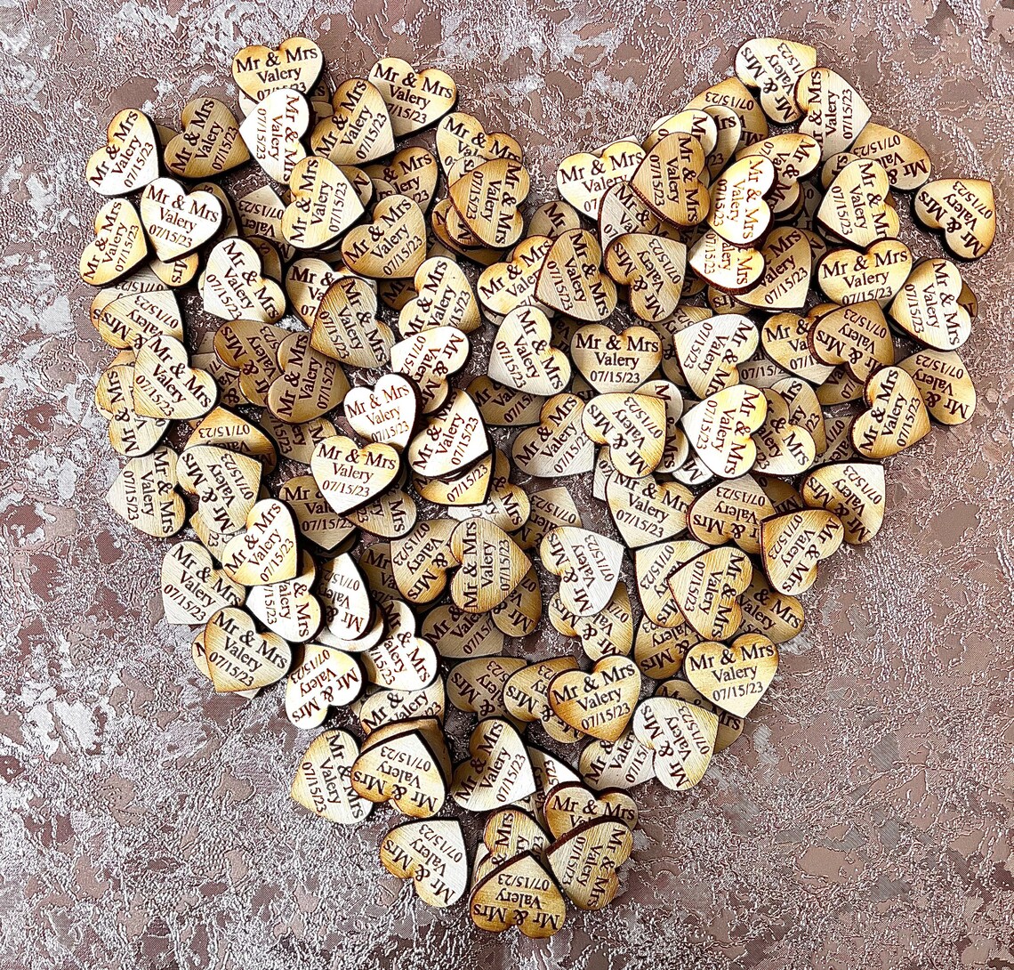Wooden Love Heart Table Decorations Personalised Wedding Etsy