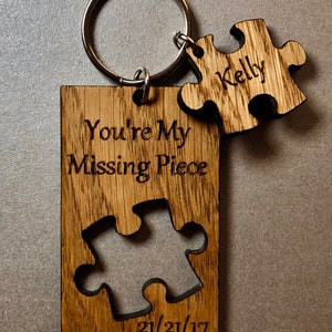 Personalised Oak Gift Jigsaw Puzzle Keyring 5th Anniversary Birthday Love