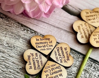 Gepersonaliseerde houten herdenkingsharten – Begrafenisgunsten – In Loving Memory Keepsakes – Tokens voor de viering van het leven