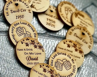 Sustainable Funeral Favours Personalised Drinks Token for Guests Memorial Favours Funeral Keepsake Customised Memorial Gifts Birch