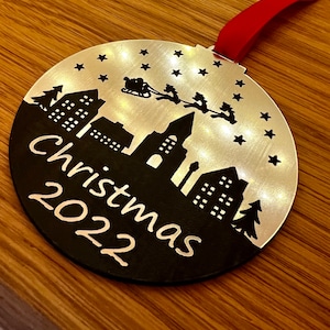 Silver Christmas 2022 Tree decoration Ornament Bauble Gifts Commemorative Keepsake