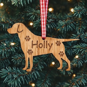 Personalised Dog Christmas Hanging Decorations, Pet Silhouette Tree Memory Bauble, Gifts Ornament, Secret Santa Labrador Cockapoo Pug Boxer