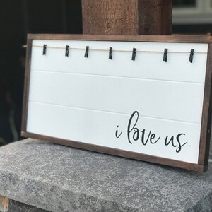 I love us | farmhouse sign | shiplap | shiplap sign | photo frame | picture frame sign | i love us sign | i love you gift | husband gift |