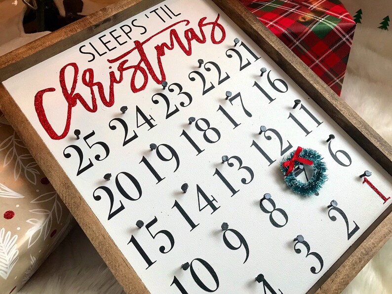 Sleeps Til Christmas Advent Calendar Christmas Countdown Etsy