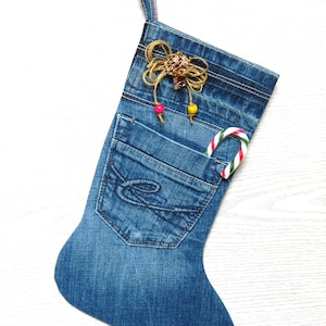 Vintage Jean Christmas Stocking Dungarees Carpenter Blue Jeans with belt Rare 18 denim