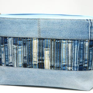 Handmade Makeup Bag From Upcycled Denim, Denim Cosmetic Bag, Fabric Zipper Pouch, Jeans Casual Makeup Bag, Travel Organizer Of Old Jeans