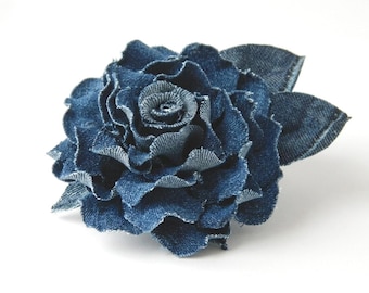 Luxury Handmade Denim Rose Brooch – Sustainable Designer Gift for Her