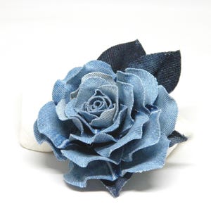 Upcycled Jeans Fabric Flower Brooch, Blue Jeans Flower Pin, Handmade Textile Brooch, Cotton Flower Corsage, Upcycled Flower, Denim Jewelry