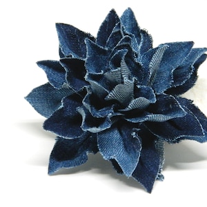 Handmade Flower Brooch From Upcycled Denim, Textile Brooch, Recycled Denim, Blue Flower, Best Friend Gifts Long Distance, Moving Away Gift