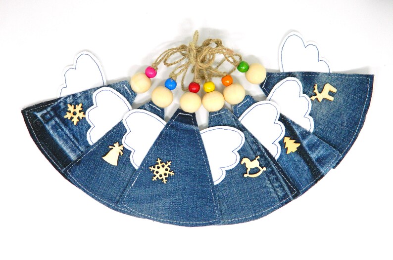 Christmas Angel Tree Ornaments From Recycled Denim Holiday Etsy