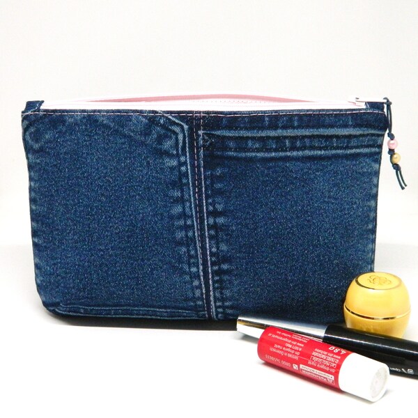 Upcycled Denim Toiletry Pouch/ Wash Bag