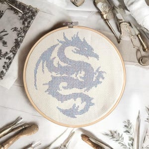 Blackwork Dragon Cross Stitch Chart