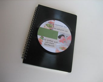 Einzigartiges Kochbuch, Rezeptbuch aus Schallplatte Vinyl  DIN A5 upcycling Unikat