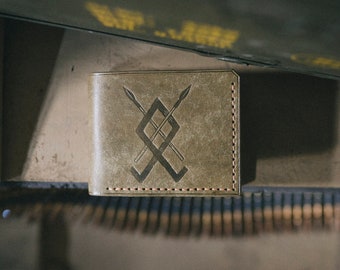 Othala (Odal) Viking Wallet, Pueblo Leather, Olive