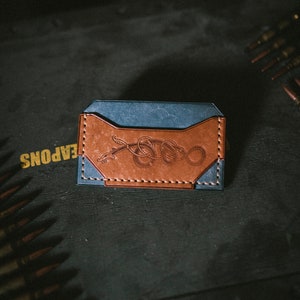 Tarjetero de piel Edc Jormungandr, serpiente de Midgard, regalo personalizado vikingo