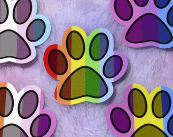 LGBTQ+ Pride Paw-Shaped Contour-Cut Sticker