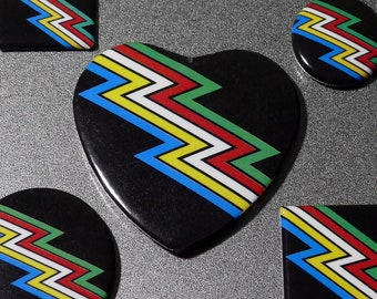 Disability Pride MAGNET Buttons - High-Contrast ZigZags Version